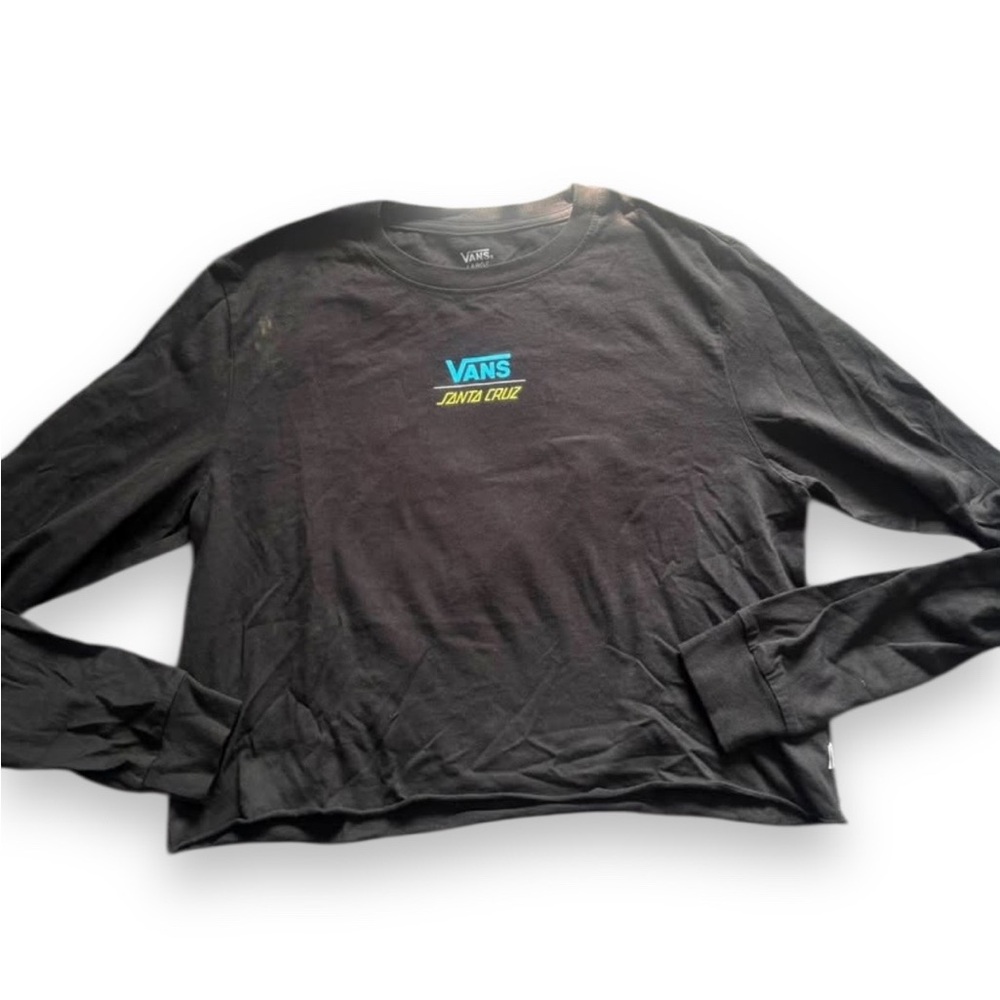 Vans Black Long Sleeve cropped Santa Cruz Tee Size Large